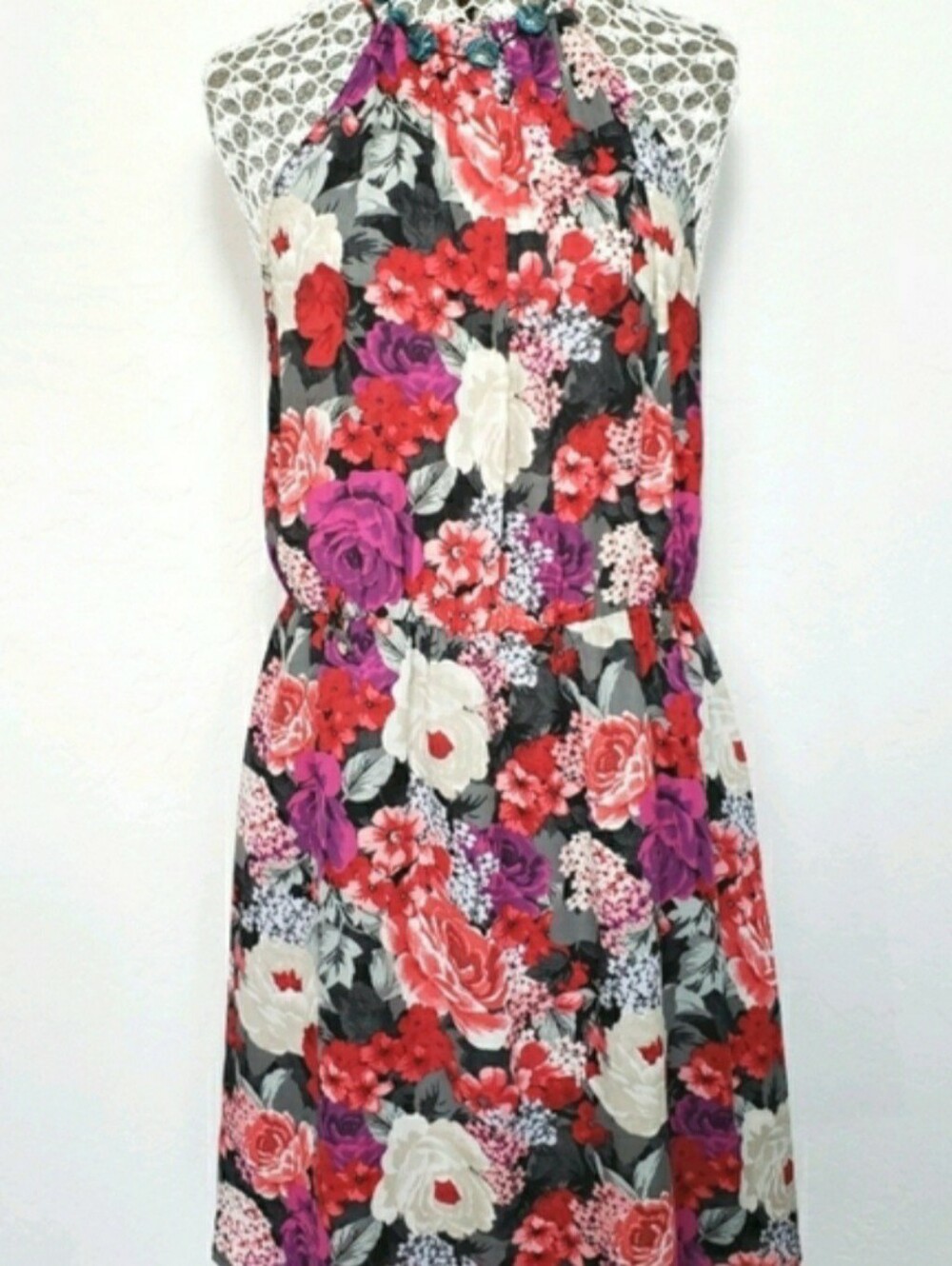 Floral Halter Sleeveless Midi Dress